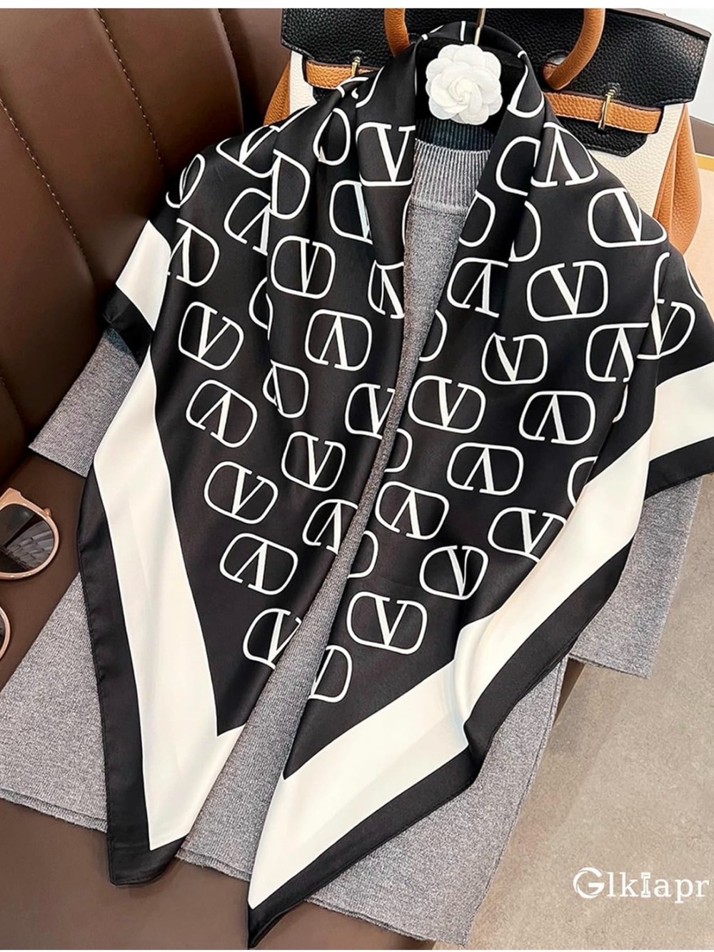 Black & White Logo Silk Scarf